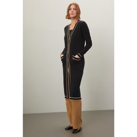 Ralph Lauren Sweaters - Ralph Lauren Black Long Cardigan with Tan Trim